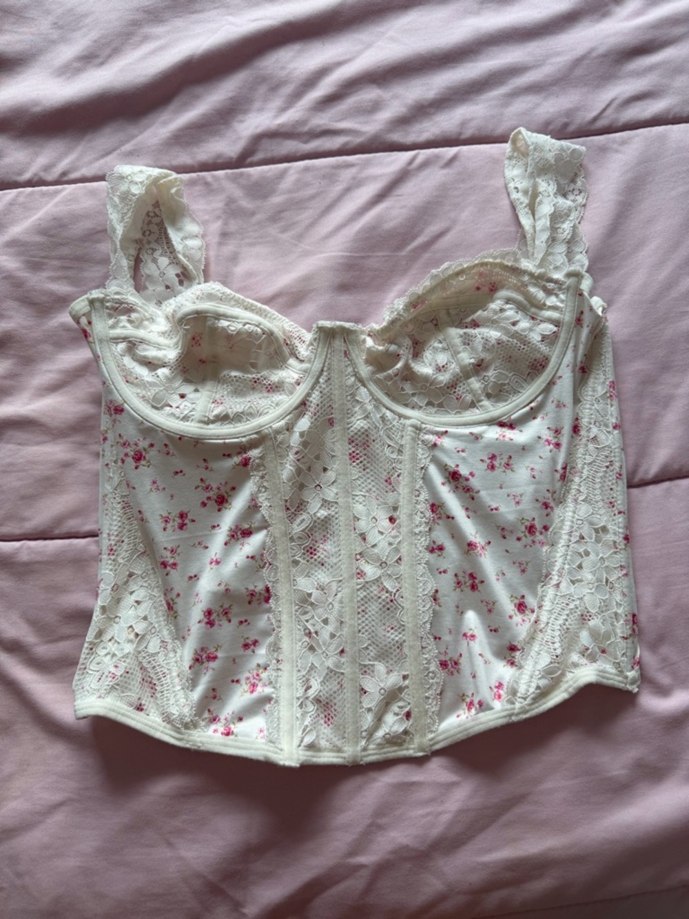Forever 21 White Floral Lace Bustier